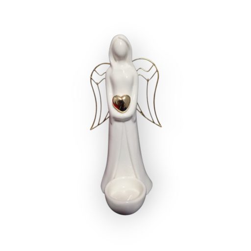 Kerámia angyal arany szívvel
