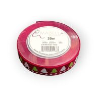 Szalag textil Christmas Tree 25mmx20m bordó