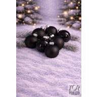 Fekete üveg gömb 8 cm