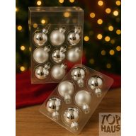 Gömb Üveg 4Cm Ezüst Fényes-Matt S/18