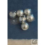 Gömb Üveg 8Cm Ezüst Fényes-Matt S/6