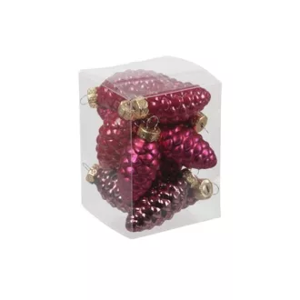 Toboz Üveg 6Cm Málna Piros Fényes-Matt S/12