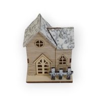 Világító házikó barna 8x7cm