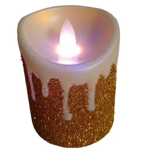 LED gyertya  5x5x7 cm  arany / ezüst