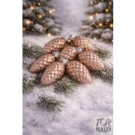 Toboz üveg 6cm rózsaszín fényes-matt S/12 244456