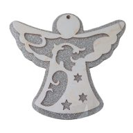 Fa akasztós dísz fenyő-rén angyal 19cm