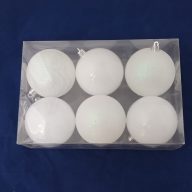 Karácsonyi gömb műanyag fehér 8cm S/6