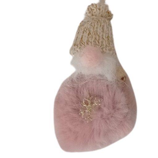 Manó textil akasztós , szőrös 9 cm rózsa-szürke b29435 