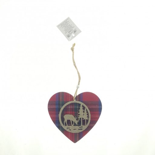 Fa Csillag , Szív Akasztós Dísz Piros-Arany-Zöld 10X8Cm