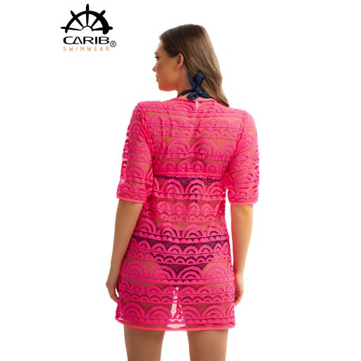 Csipkés strandkimonó-Pink