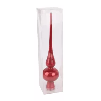 Meggypiros Karácsonyfa Üveg csúcsdísz 26 Cm