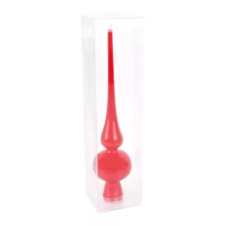 Élénkpiros üveg karácsonyfacsúcs dísz 26Cm