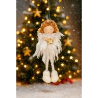 Logólábú angyal csillaggal 21cm