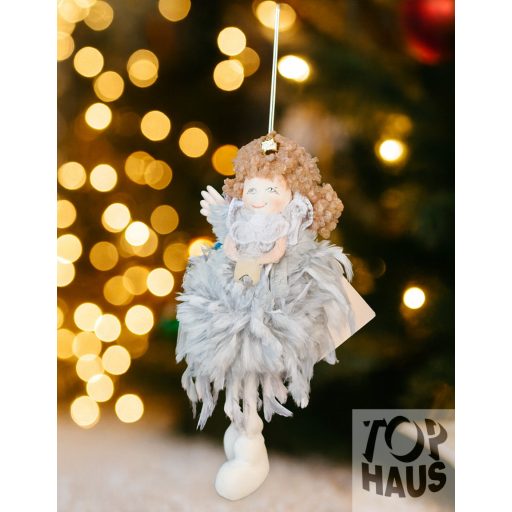 Logólábú angyal csillaggal 21cm