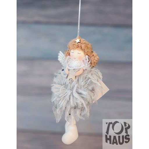 Logólábú angyal csillaggal 21cm