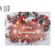  Kép+4Led Boldog Karácsonyt Havas Tábla 40X30Cm 