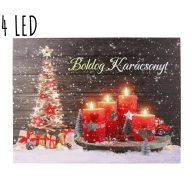 Kép"4Led Fadekor+4 Piros Gyertya 40X30Cm 