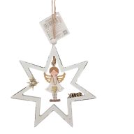 Fa csillag angyallal 15x15cm