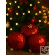 Karácsonyi Gömb Hab 7Cm D8 S/3 Piros Pikkelyes