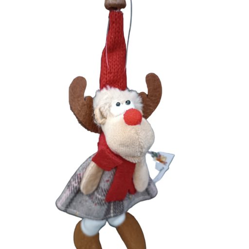 Akasztós Rénszarvas bordó/zöld sapkás 23cm