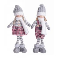 Textil álló szürke sapkás lány 40cm