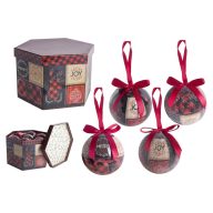 Gömb 14dbos Vörös/Fekete kockás 7,5cm