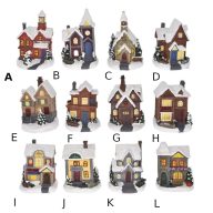 Téli Házikó Ledes, Elemes Poly 7X6X10 Cm Színes 12 Féle