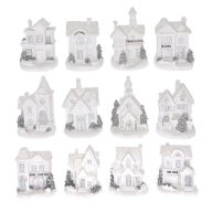   Téli Házikó Ledes, Elemes Poly 7X6X10 Cm Fehér, Ezüst 12 Féle