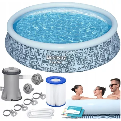Bestway® 57376 Fast Set™ felfújható kör alakú medence szett 3,96 m x 84 cm