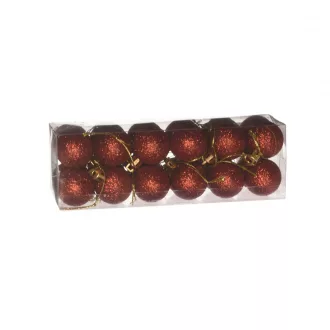 Műanyag gömb dobozban 3 cm Piros glitteres