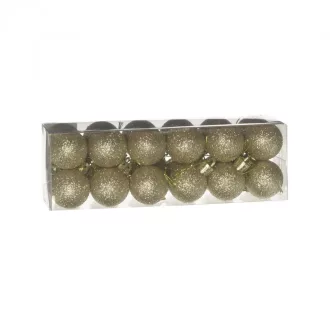 Műanyag gömb dobozban 3 cm Arany glitteres