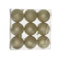  Műanyag gömb dobozban 8 cm arany glitteres 