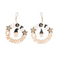   Akasztós dísz manóval, "Merry christmas" felirattal 20cm