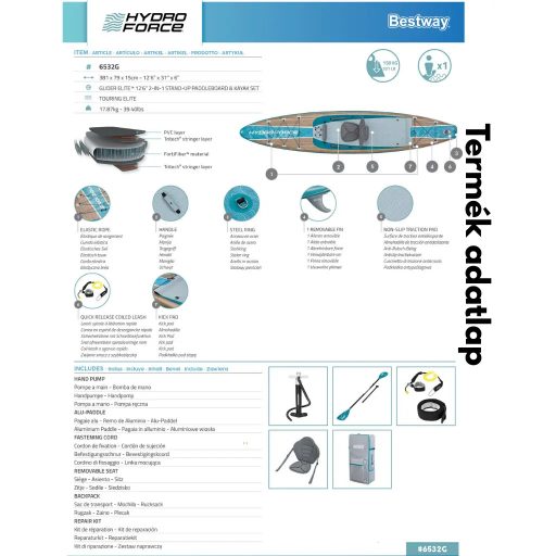 Bestway Glider Elite 2-in-1 Stand-Up Paddleboard & Kayak Set (2026) 381cm x 79 cm x 15 cm(6532G)