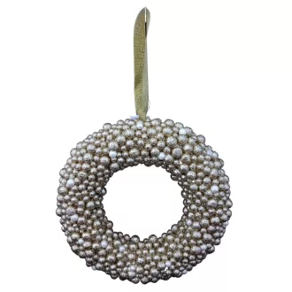 Koszorú bogyókból glitteres műa.Arany 29cm