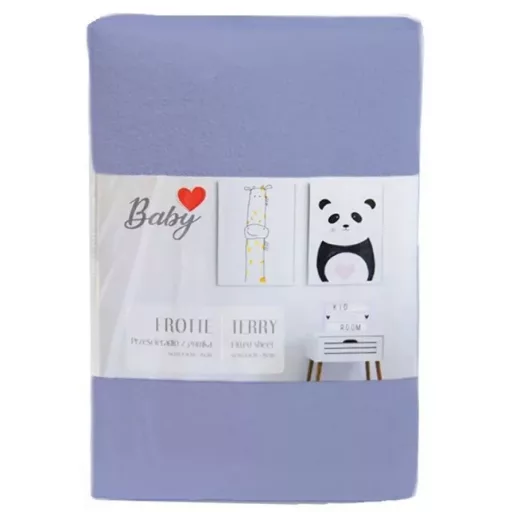 Világoskék frottír ovis gumis lepedő 60x120