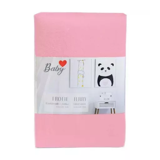 Rózsaszín frottír ovis gumis lepedő 60*120 cm