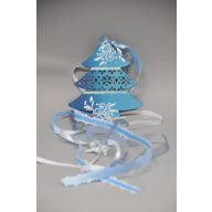 Fenyőfa Ajtódísz Akasztós Fa 60Cm Kék-Fehér-Ezüst