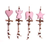 Akasztós Dísz Csillag-Angyal Fa 32X7,5Cm Rózsaszín