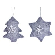 Csillag-Fenyő Akasztós Textil 12Cm Szürke 2Féle