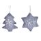 Csillag-Fenyő Akasztós Textil 12Cm Szürke 2Féle