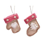 Kesztyű-Csizma Akasztós Textil 8Cm Barna-Piros 2Féle