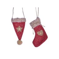 Csizma-Sapka Akasztós Textil 13Cm Piros 2Féle