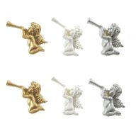   Dekorációs Karácsonyi Figura, Angyal Öntapadós Poly 2,8X3,6X1 Cm Fehér,Arany Ezüst S/6