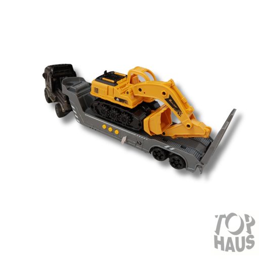 Kamion trélerreller markolóval