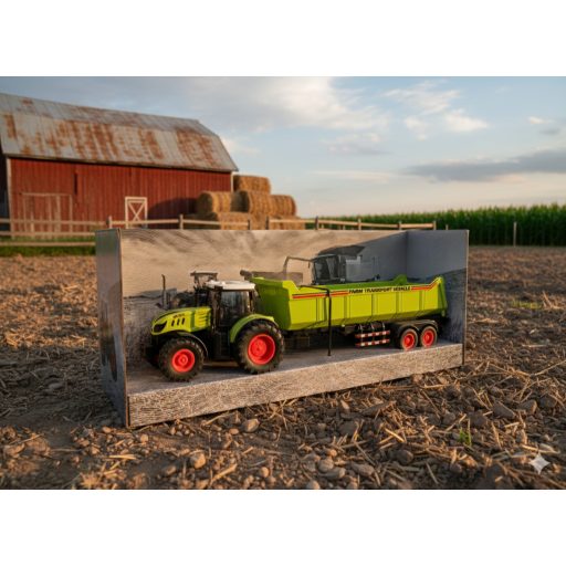 Traktor utánfutóval pótkocsival hang + fény