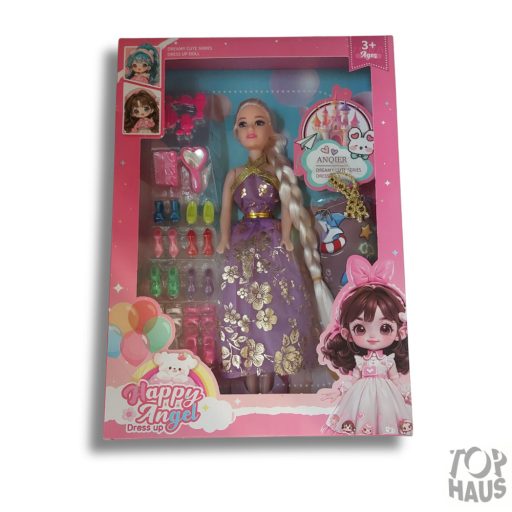 Hosszúhajú  baba  kiegészítőkkel