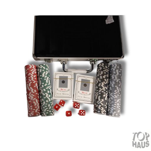 Műanyag zseton készlet alu bőröndel 200 db os