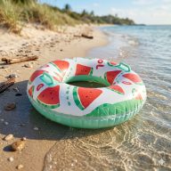 Citromos vagy dinnyés kapaszkodós úszógumi  120 cm