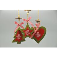 Fenyőfadísz Akasztós Fa 29Cm Barna-Piros-Zöld